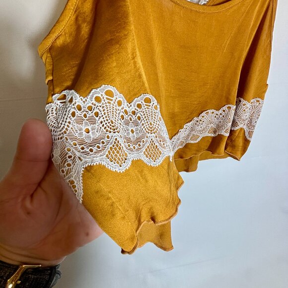 Free People Intimately Your Eyes Cami Mustard Yellow Gold Tank Medium - Picture 5 of 6